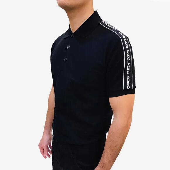 Burberry Black Stonely Logo Tape Cotton Pique Men's Polo Shirt Size SP - Picture 5 of 16